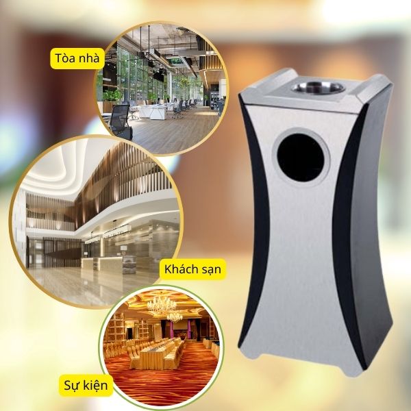 thùng rác inox gạt tàn cao cấp