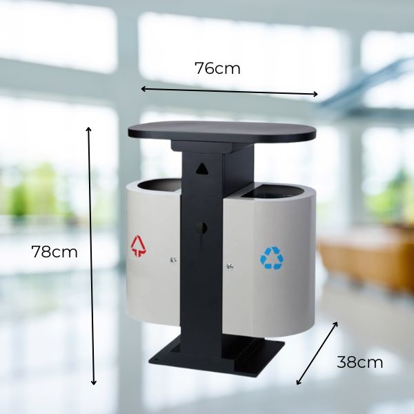 thùng rác thép 2 ngăn ngoài trời