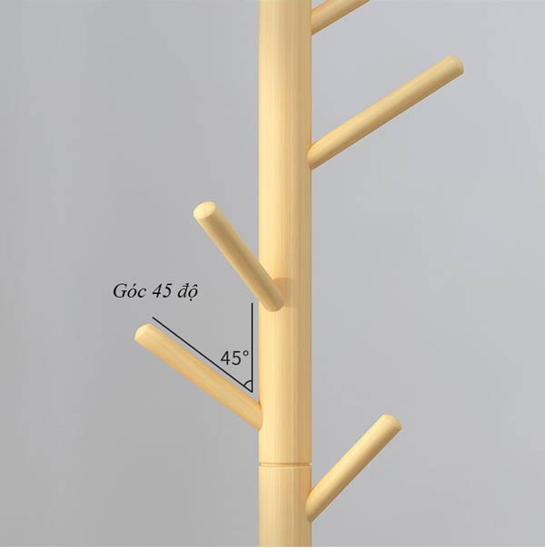 Các thanh treo được gắn với góc nghiêng 45 độ giúp quần áo treo được chắc chắn