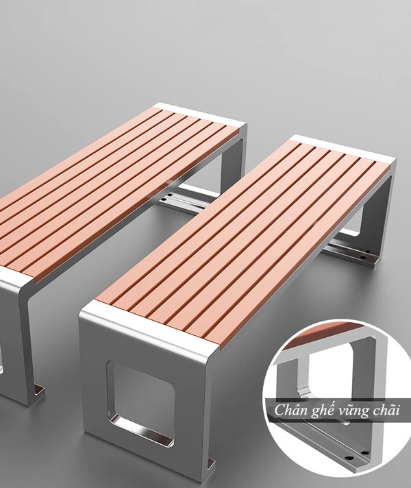 Chân ghế vững chãi, có thể cố định bằng ốc vít