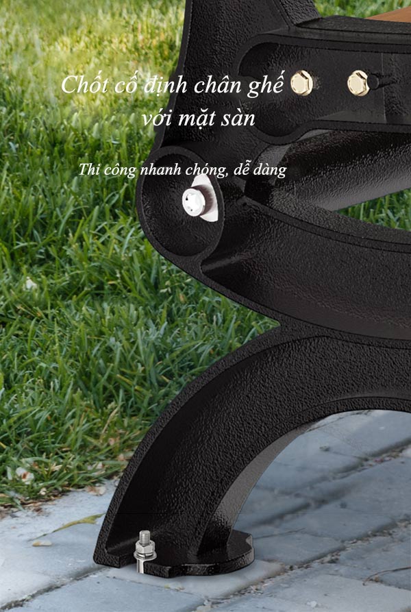 Chân ghế chắc chắn, có thể cố định với mặt sàn