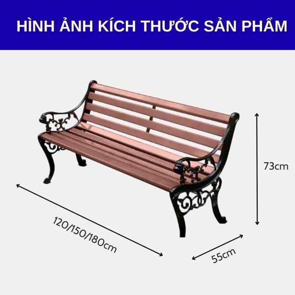 Kích thước ghế công viên giả gỗ đầu hổ 1m5