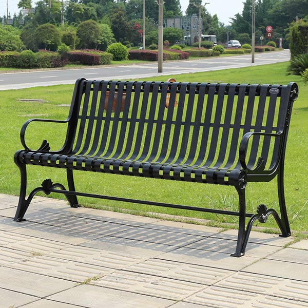 Ghế sắt ngoài trời 1m5 - Ghế công viên bằng sắt sơn đen 