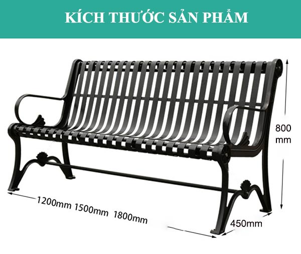 Kích thước ghế sắt ngoài trời 1m8