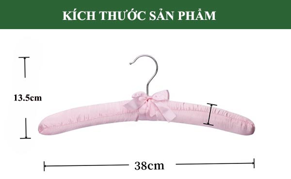 Kích thước móc treo quần áo bọc lụa cao cấp