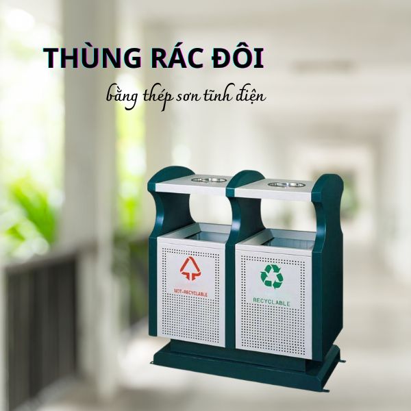 Chất liệu bằng thép sơn tĩnh điện chống gỉ sét tốt, đảm bảo độ bền khi ở ngoài trời