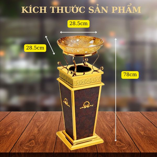 thùng rác giả da khay thủy tinh