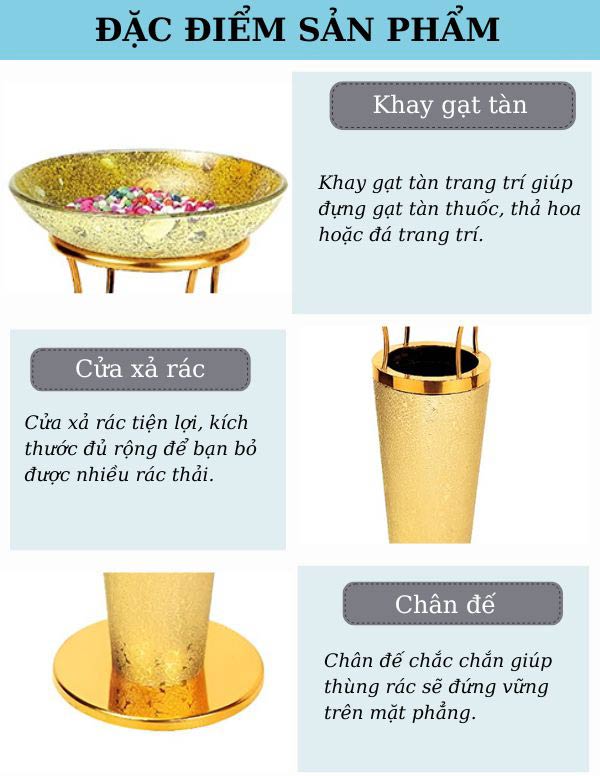Đặc điểm thùng rác tròn bọc giả da thủy tinh