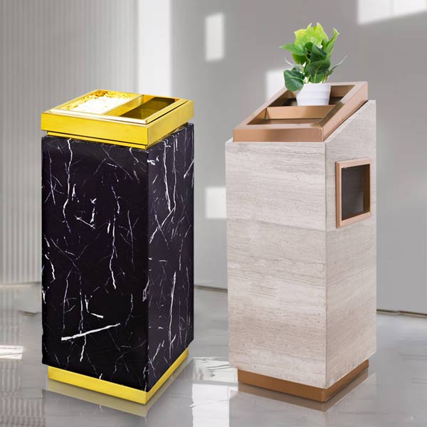 thùng rác inox giả đá có gạt tàn