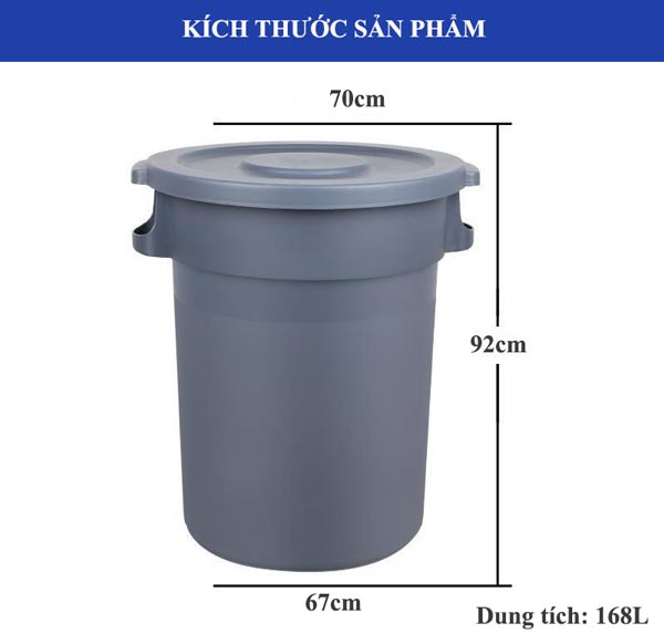 Kích thước thùng rác nhựa tròn có bánh xe