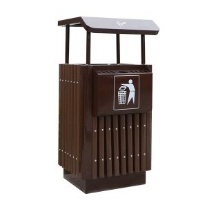 Thùng rác thép phun sơn màu nâu