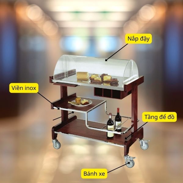 xe đẩy đồ ăn khách sạn