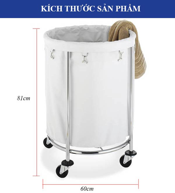 Kích thước xe đẩy giặt là inox tròn