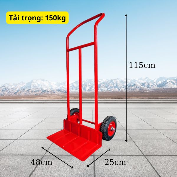 Kích thước xe đẩy hàng 2 bánh