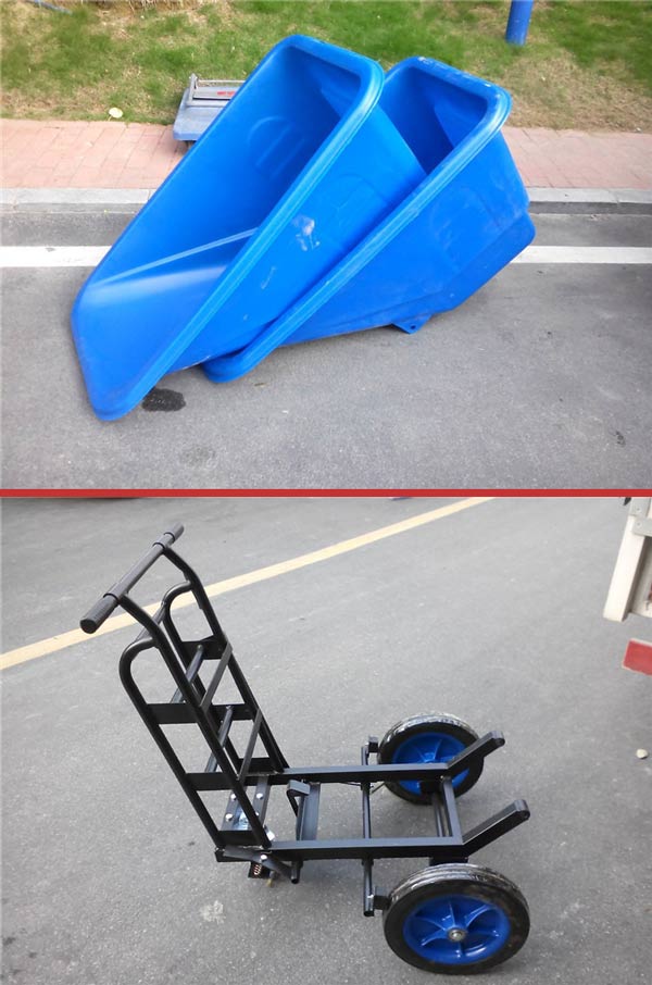 Thùng đựng rác và khung xe được làm từ chất liệu bền bỉ, cao cấp