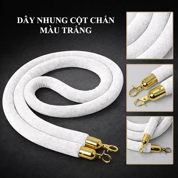 Dây nhung màu trắng khóa inox vàng của Hành Tinh Xanh