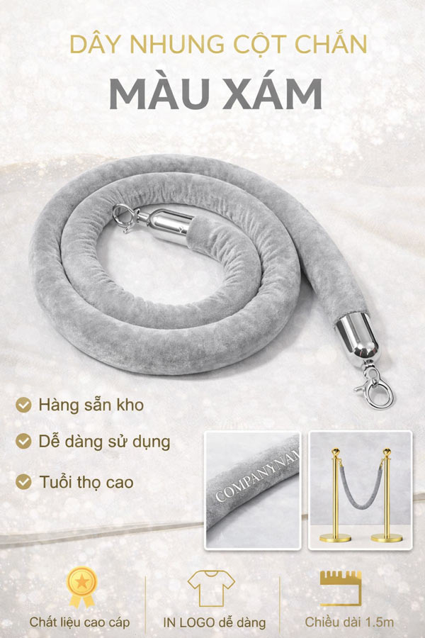 Hình ảnh đặc điểm dây nhung xám dùng cho cột chắn