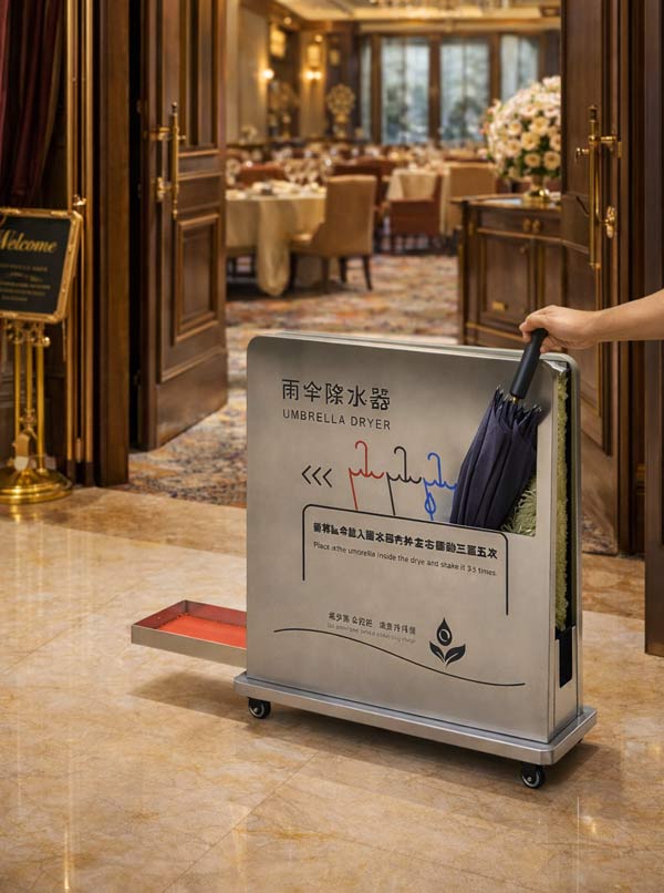 Hộp lau nước trên ô dù bằng inox cao cấp, chống gỉ sét tốt