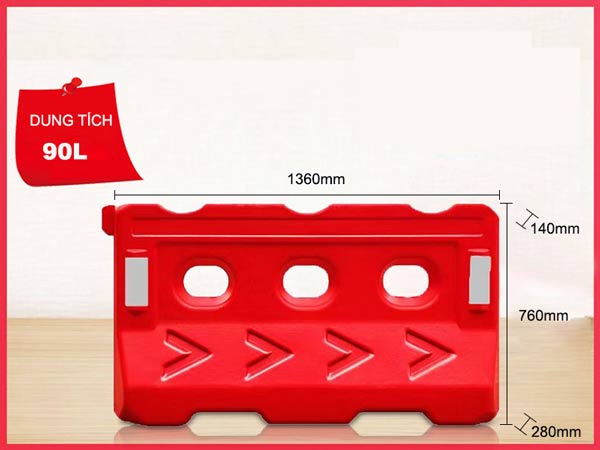 Kích thước dải phân làn đổ nước di động 120l