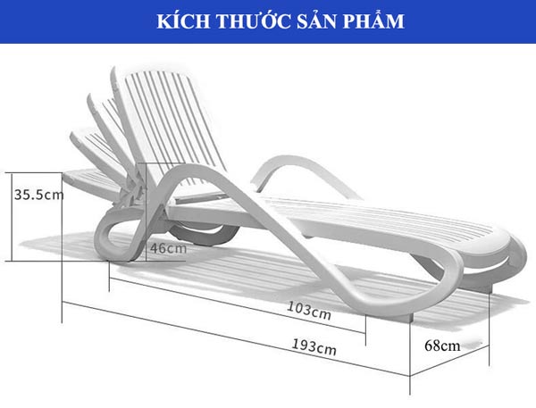 Kích thước ghế hồ bơi bằng nhựa cao cấp