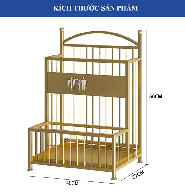 Kích thước giá để ô dù inox mạ vàng