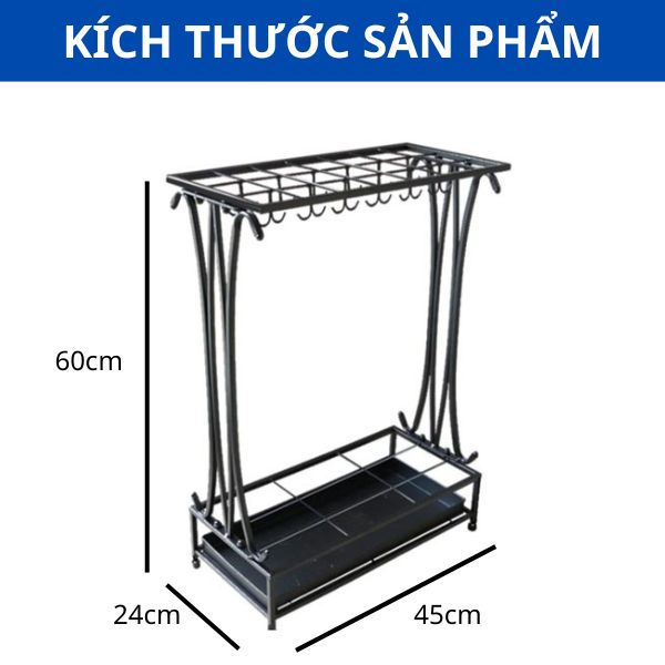 Kích thước giá để ô dù loại 18 ô