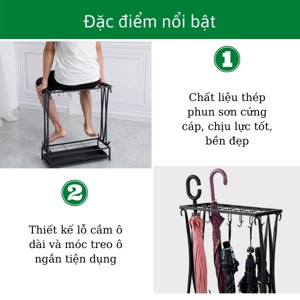 Hình ảnh mô tả đặc điểm giá để ô dù loại 18 ô
