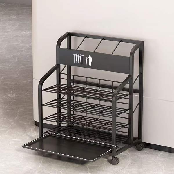 Kệ để ô bằng thép sơn đen chất liệu cứng cáp bền bỉ, chống gỉ sét tốt