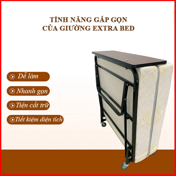 Thiết kế gấp gọn có hỗ trợ bánh xe di chuyển 