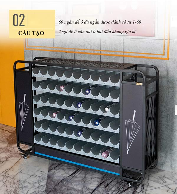 Cấu tạo có thể để số lượng lớn ô dù 1 cách ngăn nắp