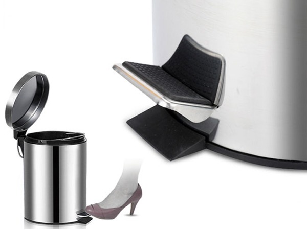 Thùng rác inox đạp chân tròn 3L có cơ chế mở nắp dễ dàng, tiện lợi