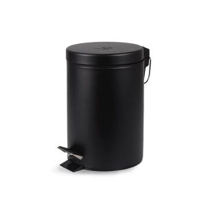 Thùng rác sơn đen đạp chân tròn 12L