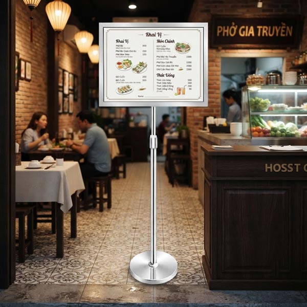 Bảng thông tin inox trắng nâng hạ A2