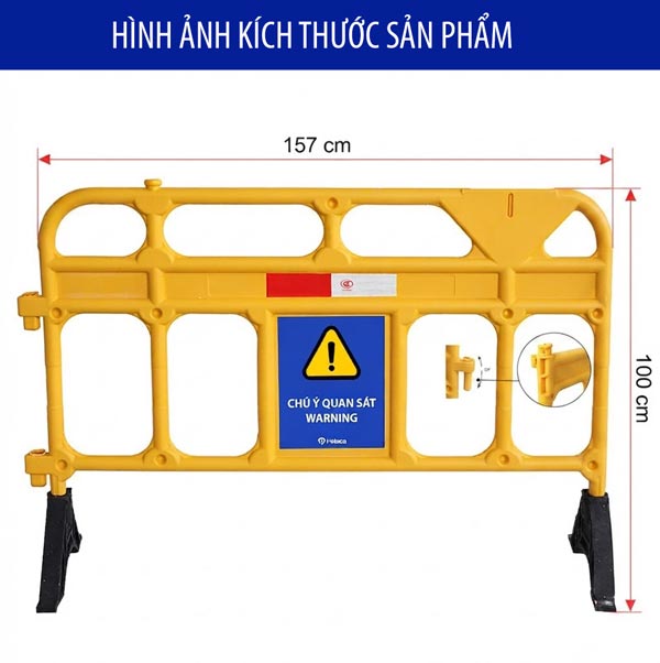Kích thước rào chắn di động bằng nhựa 100 cm