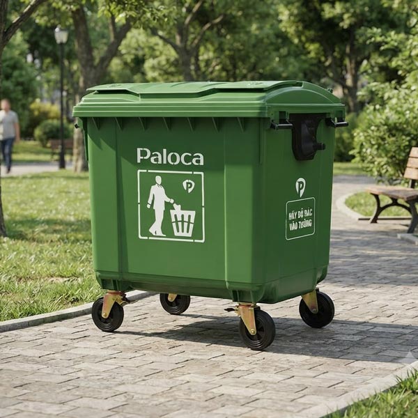Thùng rác nhựa công nghiệp 1100 lít bền bỉ, chịu mọi yếu tố thời tiết ngoài trời