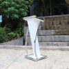 bục phát biểu sơn trắng viền inox trắng