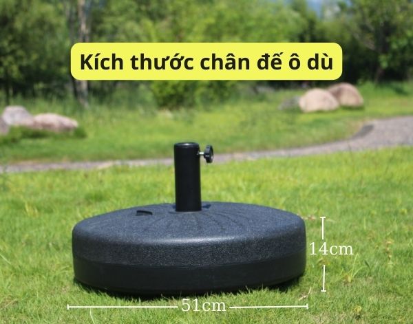 Kích thước đế ô hình tròn 22l bằng nhựa