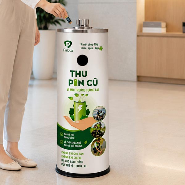 Thùng đựng pin tái chế giúp phân loại rác thải pin ngay từ đầu, bảo vệ môi trường
