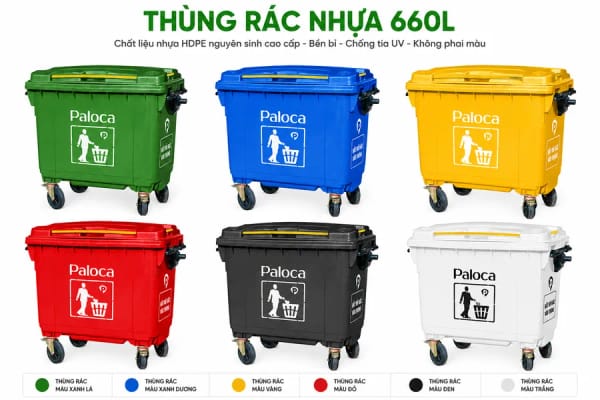 Mẫu thùng rác nhựa HDPE 660L