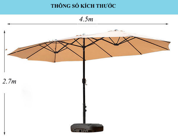 Kích thước dù che nắng cỡ lớn