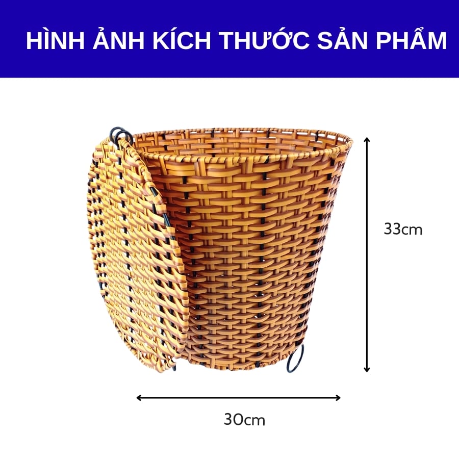 Kích thước sọt rác nhựa giả mây có nắp đậy