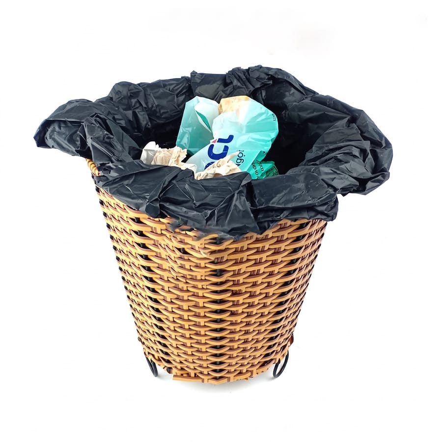 Sọt rác nhựa giả mây phù hợp đựng các loại rác thải khô, rác thải văn phòng nhẹ