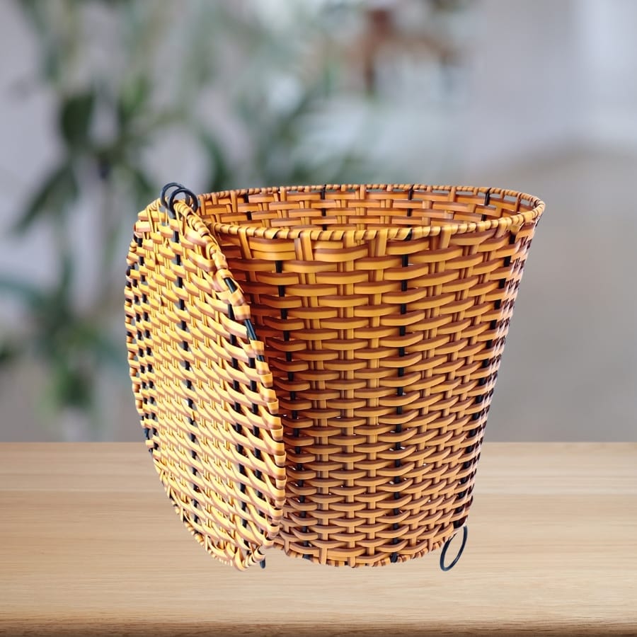 Sọt rác nhựa giả mây có nắp đậy được làm từ nhựa cao cấp, bền bỉ, chống va đập tốt