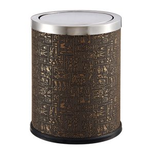 Thùng rác bọc giả da họa tiết Ai Cập Ø25×30.5cm